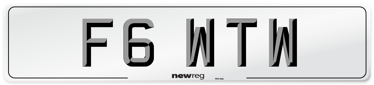 F6 WTW Number Plate from New Reg